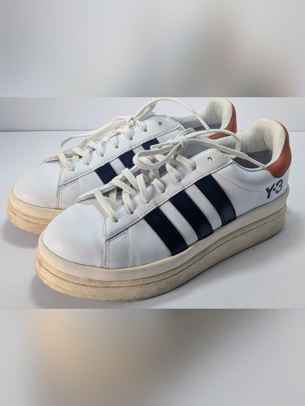 Y-3 Hicho Core White Black Platform Sneakers Leather - Picture 2 of 5